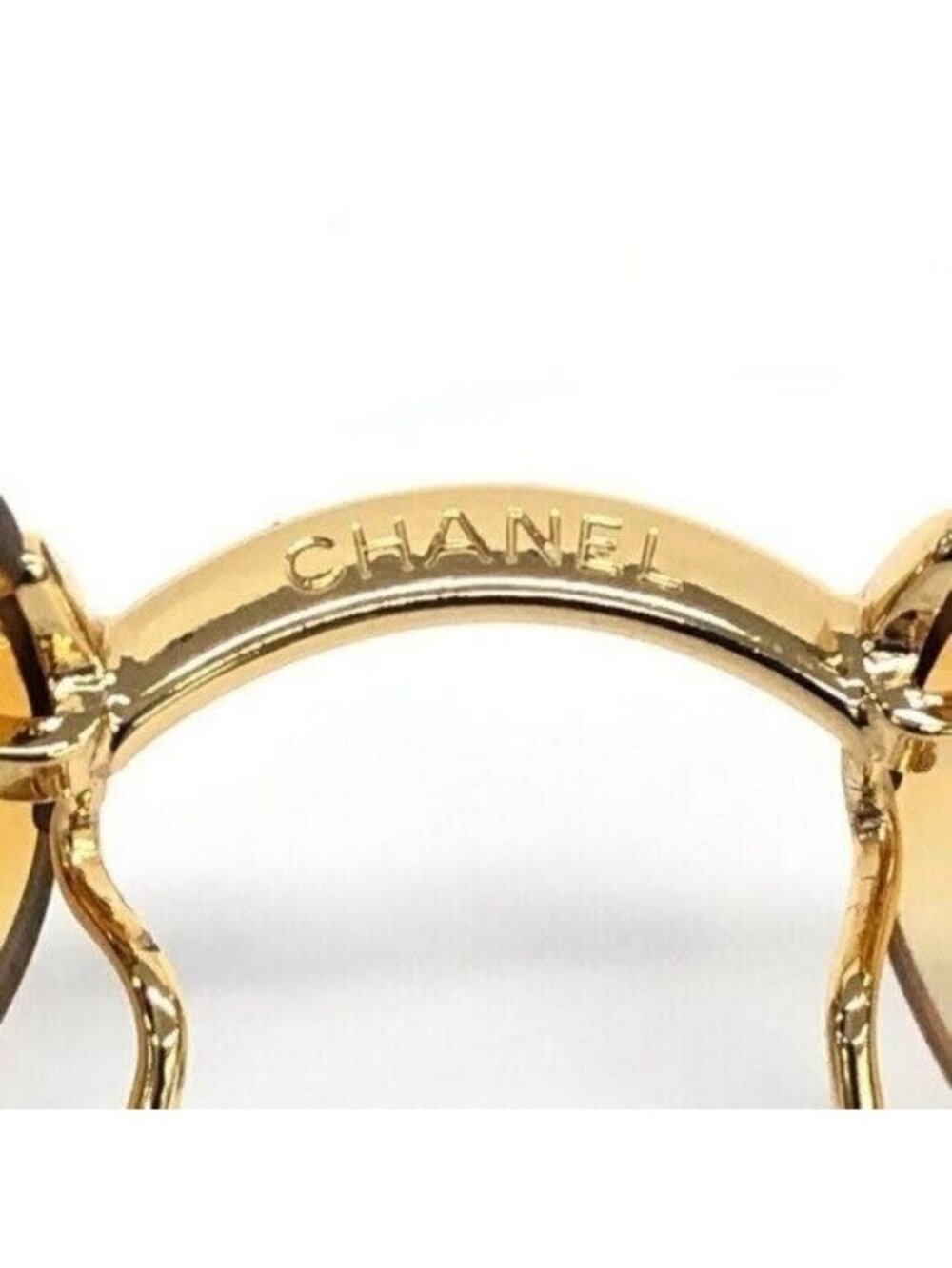 Chanel Vintage Sunglasses Rhinestone CC Logo Rimless Gradient Gold Orange - Picture 9 of 10